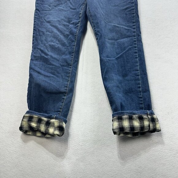 Eddie Bauer Jeans Womens 12 Flannel Lined Boyfriend Straight Leg Medium Wash - Picture 4 of 13